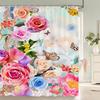 Шторка для душа с цветочным узором, шторка для ванной, водонепроницаемая, 3D-печать, декор для ванной комнаты, с крючками, моющаяся ткань, 180*180, экран для ванной
