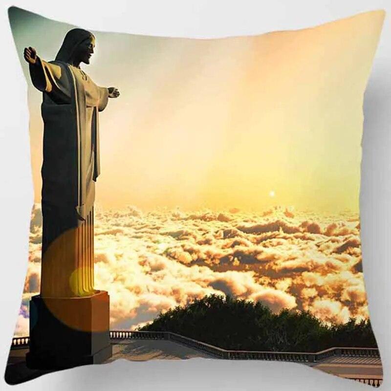 Квадратная наволочка с архитектурным принтом, домашний декор, автомобильный диван, наволочка