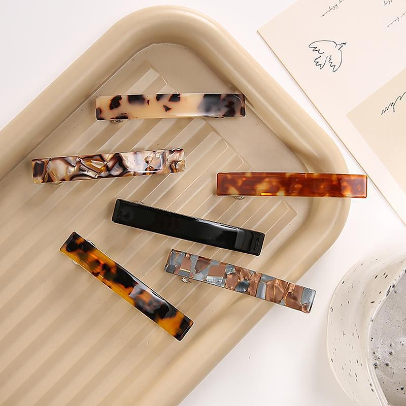 Elegant Leopard Hair Clips Acetate Vintage French Hairpin Colorful Geometric Marble Spring Clips Simple Hair Accessories