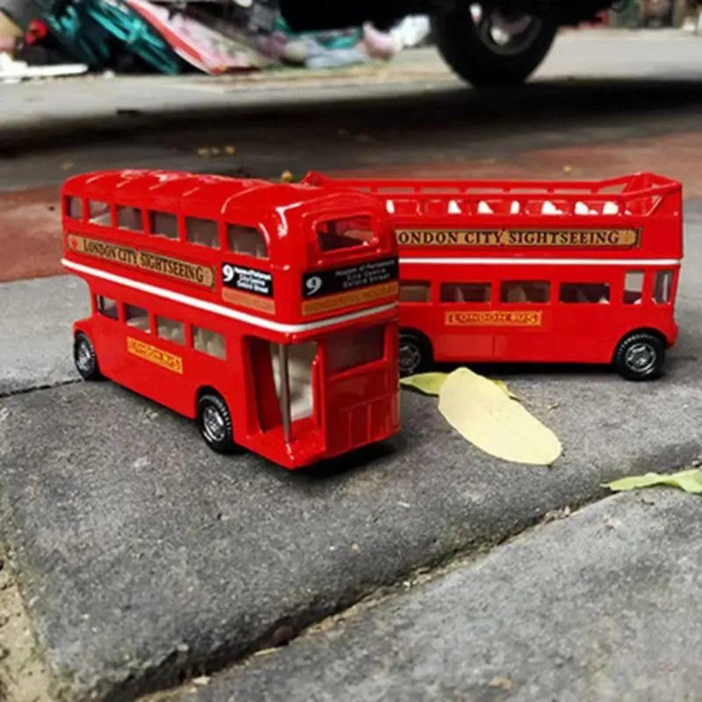 Double Decker Bus Car Model Simulation Pull Back Vehicle Travel Bus Model Children Gift