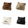Bear Ears Knitted Cap Letter Winter Plush Hat Cute Cat Ears Hat  Female/Girls