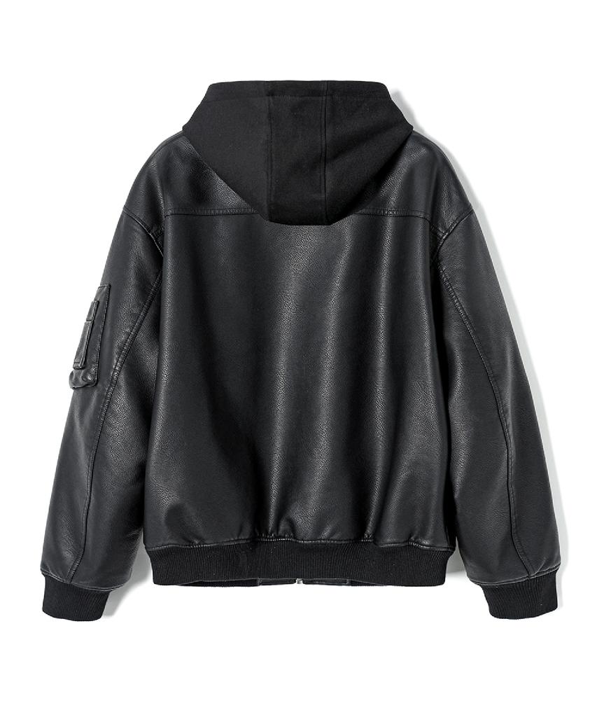 ADHOC Men'S Detachable Faux Leather Padded Jumper (Black) (Hcalea1)