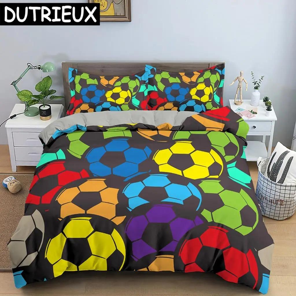 3D Football Duvet Cover Double Queen Full Bedding Set 23pcs Quilt Cover With Zipper Closure King Size Polyester Comforter Cover