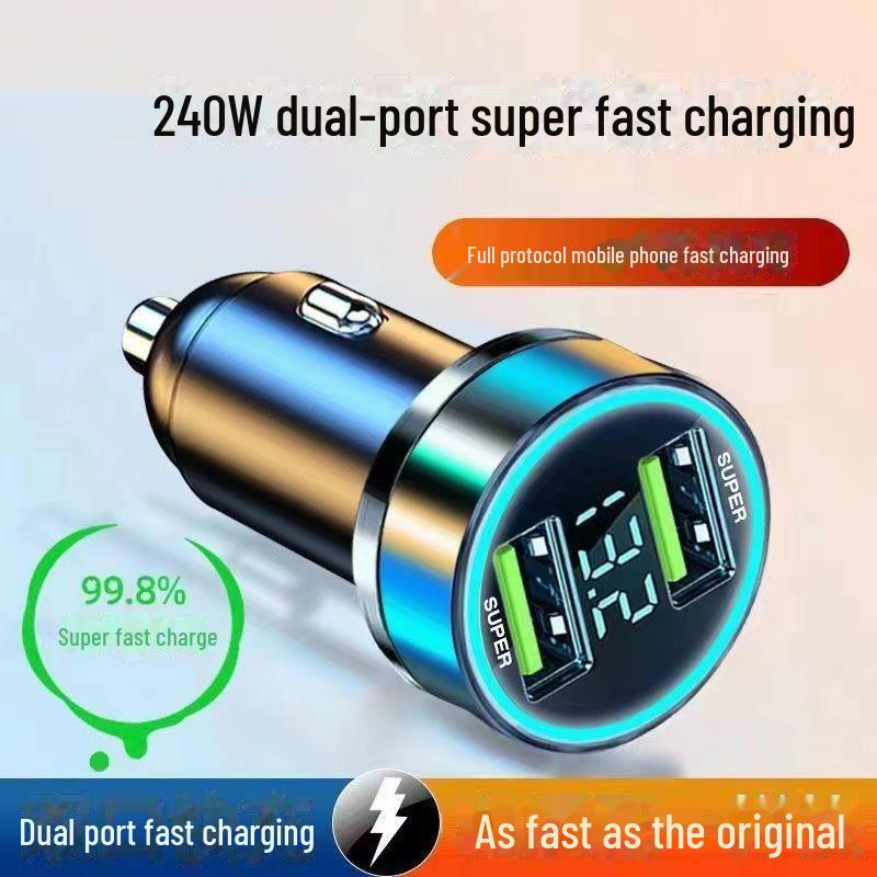 Многофункциональное автомобильное зарядное устройство из алюминиевого сплава с 5 В 3,1 А и цифровым дисплеем