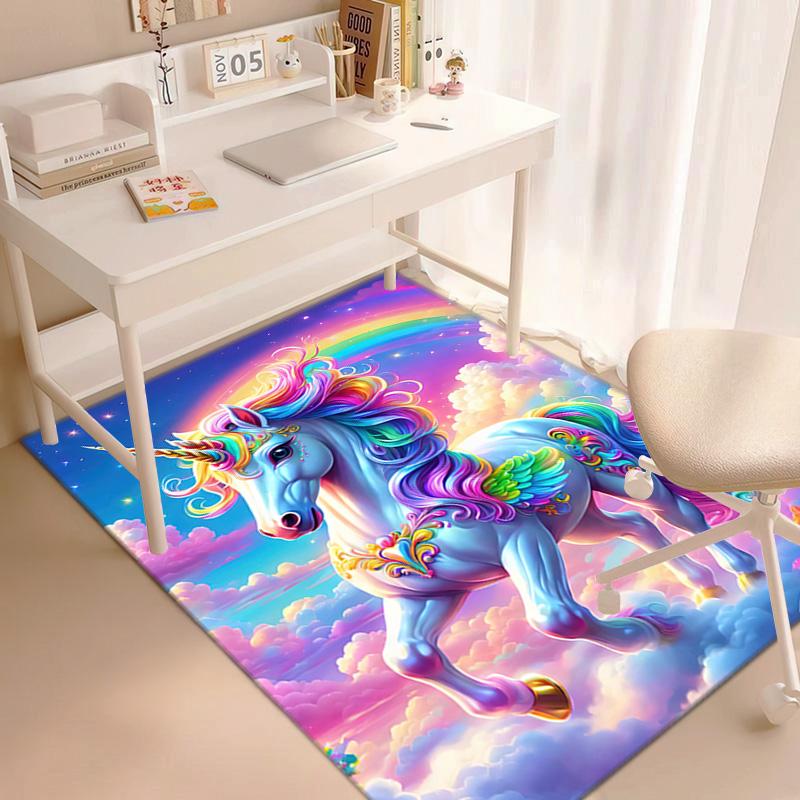 Magical Unicorn Rainbow Sky Carpet Is Suitable For Living Room And Bedroom Doormats Office Balcony Decorative Carpet A4