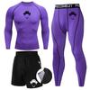 Mens Compression Athletic Base Layer Set Running Gym Basketball Training Quick Dry Tight Fit