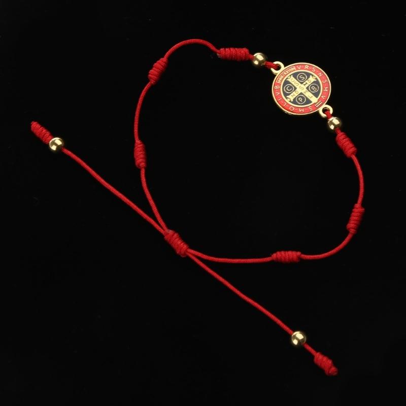 Браслет Леди Мэри/святого Бенедикта Ручной работы Красные узлы Бусины Браслет На удачу Молитвенный Религиозные браслеты для мужчин женщин