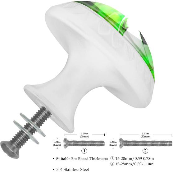 Ручки для кухонных шкафов Круглые декоративные ручки Шкаф Кладовка Ящики Комод Ручка-тяга 4 шт. Зеленое Пламя Футбол