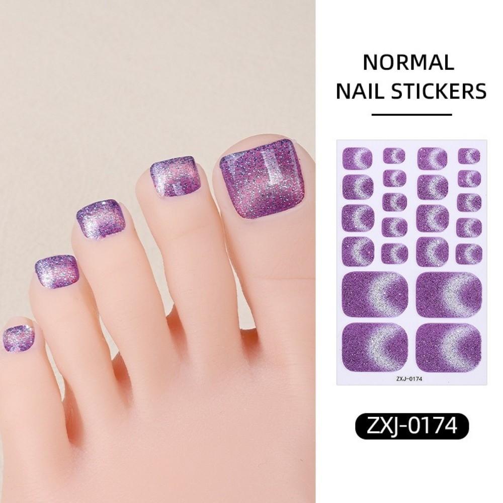 6Sheets Shimmering Glitter Toenail Stickers Colorful Toe Nail Sticker  Summer Use