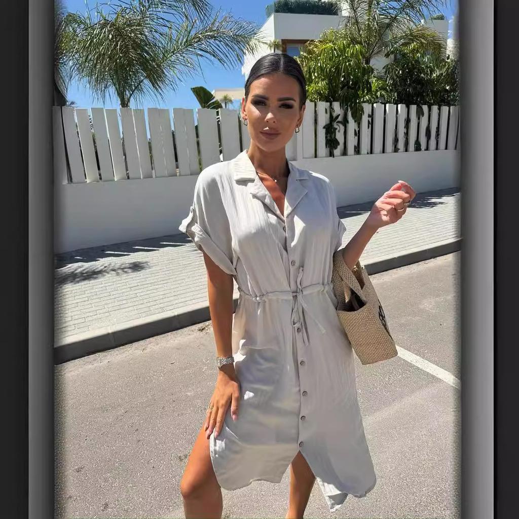 Dress European and American women's summer new hot-selling medium and long shirt skirt women