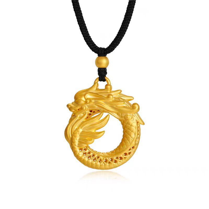 Золотая Дракон и Феникс Зодиакальная Подвеска - Унисекс Подвеска для Года Дракона