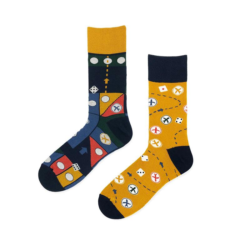 Creative and Fun Cartoon AB Trendy Asymmetric Mandarin Duck Men's and Women's Cotton Socks Medium High Socks