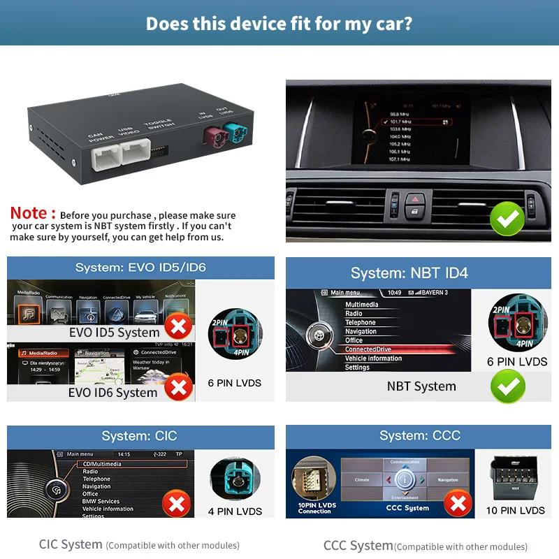 Беспроводной CarPlay Android AUTO для системы BMW NBT CIC 1 2 3 4 5 6 7 серии X1 X3 X4 X5 X6 MINI E60 E84 E70 F26 F25 F10 F11F20 F21