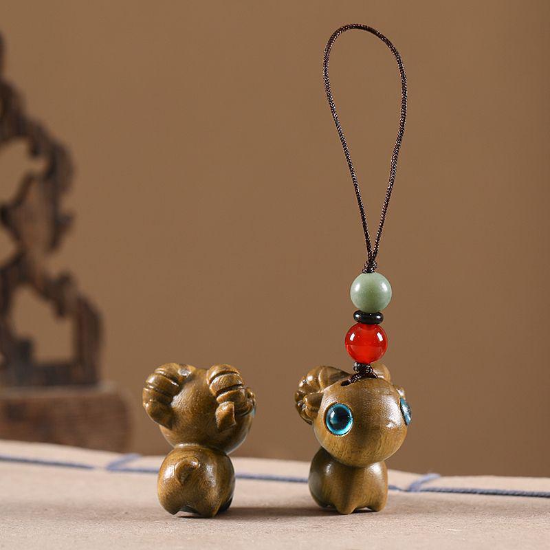 Auspicious Green Sandalwood Dragon Zodiac Cartoon Keychain & Universal Phone Lanyard