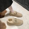 Новые осенне-зимние плюшевые повседневные туфли-бобы с круглым носком, теплая обувь для мам на плоской подошве, хлопковые туфли на мягкой подошве для женщин