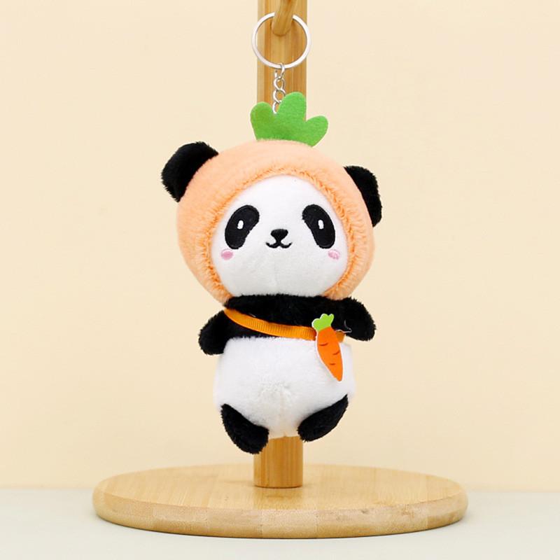 Cute Kawaii Panda Keychain Plush Toy Short Fur Stuffed Animal Doll For Backpacks And Gifts 12cm