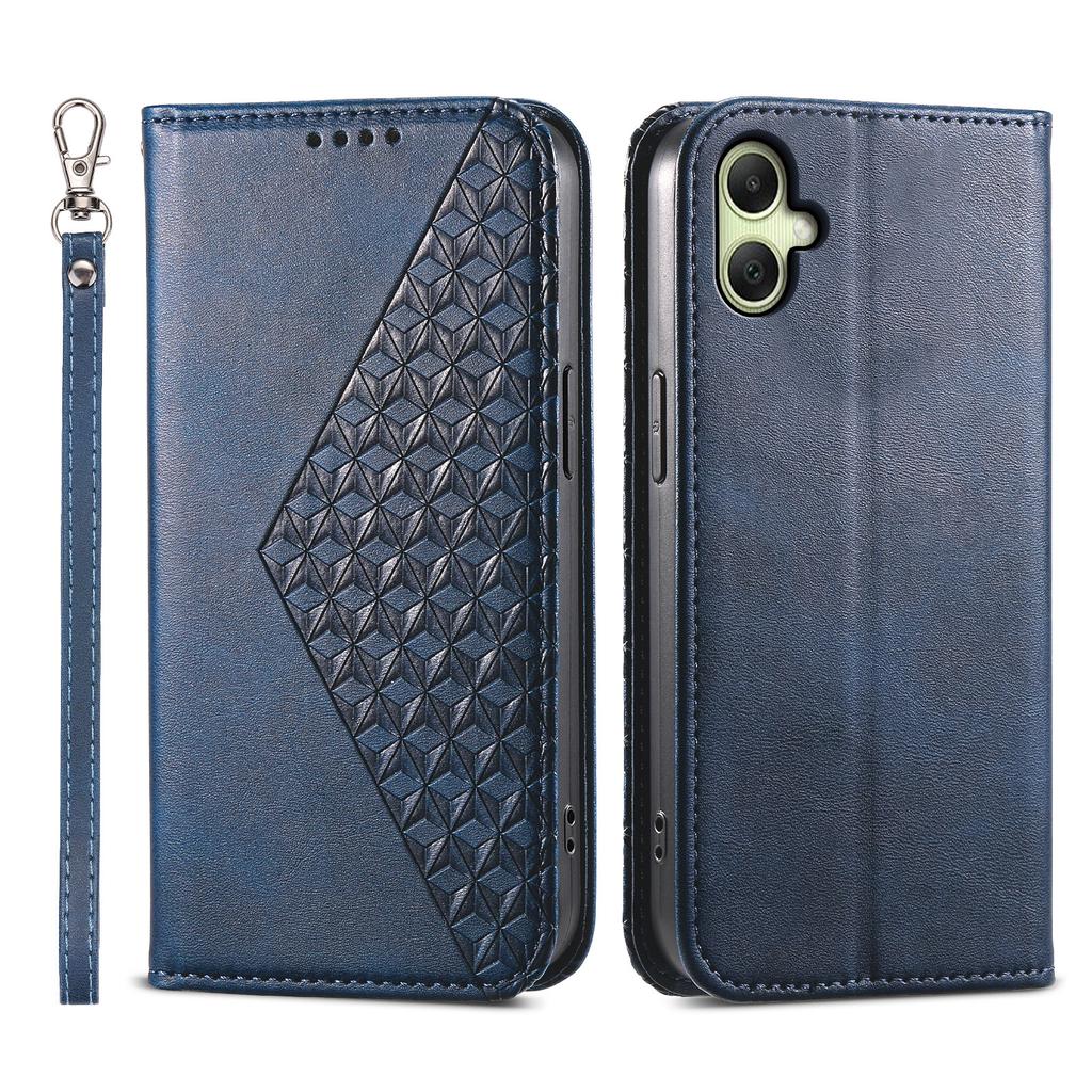 For Samsung Galaxy A07 4G Case Calf Texture PU Leather Wallet Phone Cover with Wrist Strap