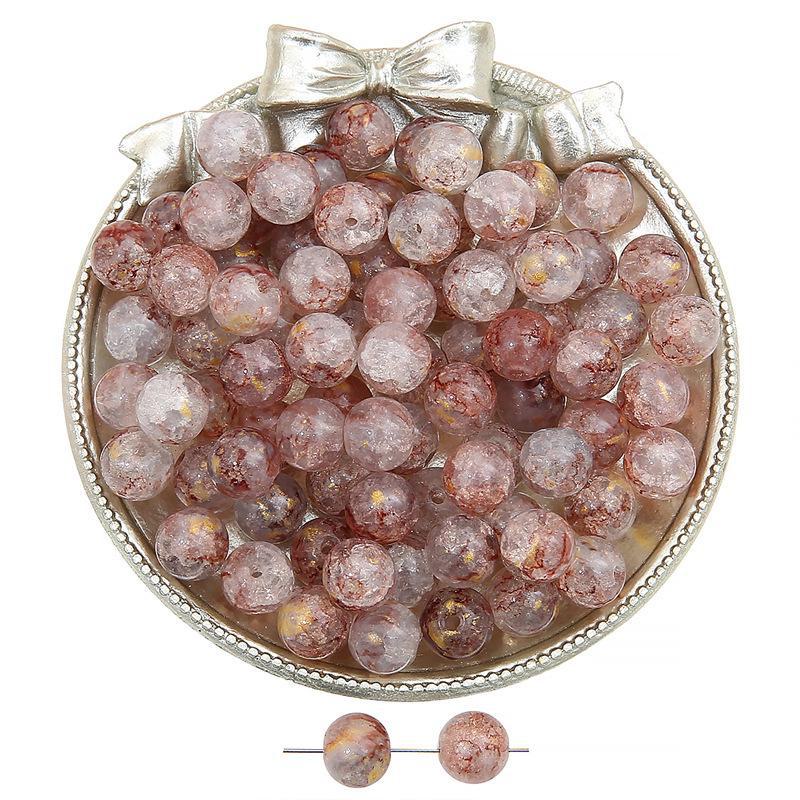 Комплект браслетов из бисера Summer Jelly Gold Glitter: Двойные стеклянные круглые бусины и полусахарные пузырчатые бусины