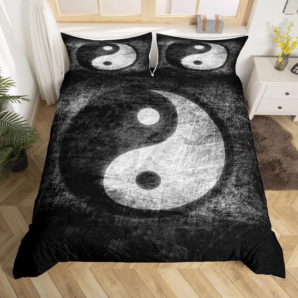 Black And White Duvet Cover Set Bohemian Mandala Bedding Set For Kids Child Yin And Yang Polyester Comforter Cover King Size