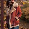 Women's Suede Lambswool Fur Lapel Coat