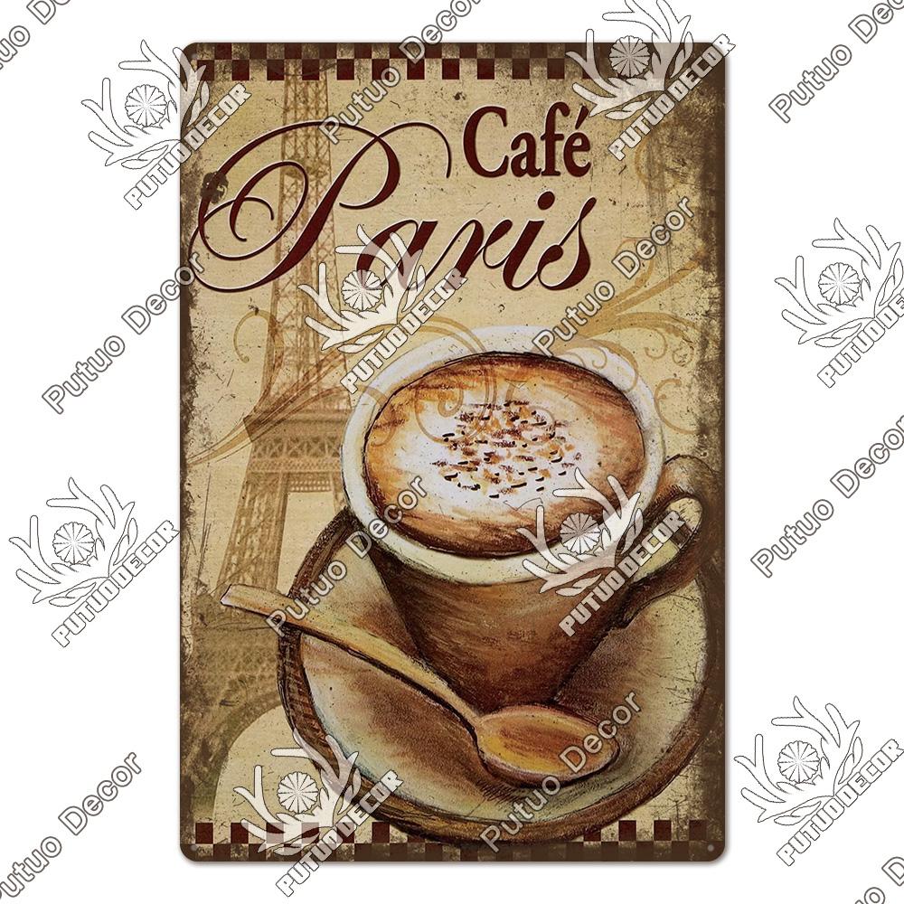 Decor Coffee Vintage Tin Sign Metal Sign Decorative Plaque Retro Plate Cafe Kitchen Living Room Coffee Bar Decoration