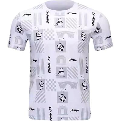 Футболка с коротким рукавом Li Ning Badminton Chengdu Neng Mao Element Thomas Cup с круглым вырезом, удобная памятная футболка унисекс AHSUA45-2
