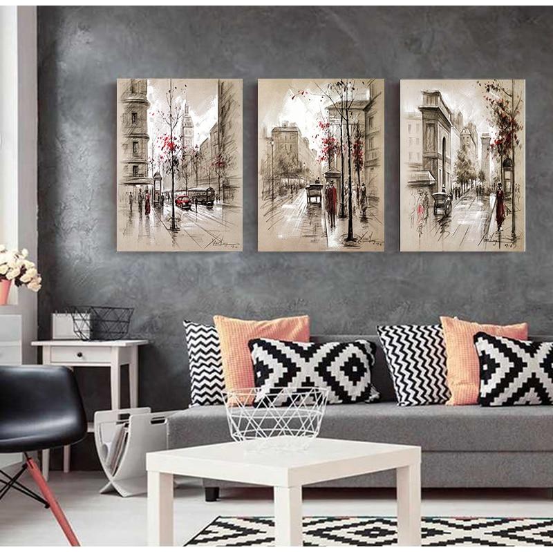 Картины на холсте, домашний декор, HD-принты, постеры, абстрактные городские уличные пейзажи, картины для гостиной, настенные художественные рамки без рамки