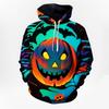Мода на Хэллоуин с капюшоном с рисунком тыквы для мужчин, забавная повседневная толстовка с длинными рукавами и 3D-принтом, свободный свитер с капюшоном