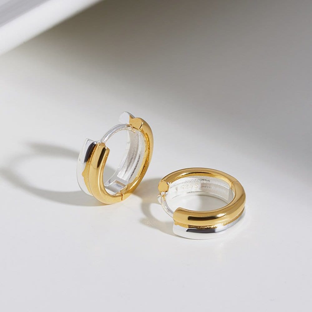 925 Silver Dual Line One-Touch Ring Earrings W