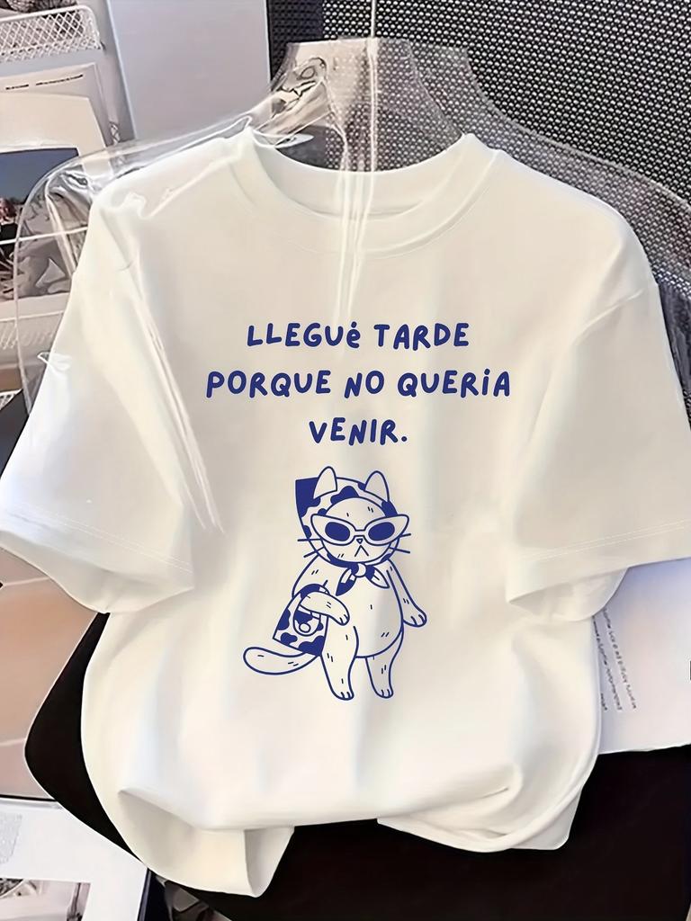 Llegu Tarde Porque No Quera Venir Funny Unisex Tshirt Vintage Unisex Tee Streetwear Summer Top Loose Short Sleeve