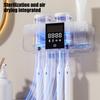 Rechargeable Toothbrush Holder with UV Light Digital Display Large Capacity Easy Installation Wall Mounted Toothbrush Organizer