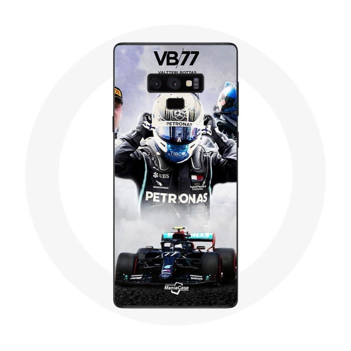 Coque pour Samsung Galaxy Note 9 Formule 1 Valtteri Bottas pilote de course F1 Noir
