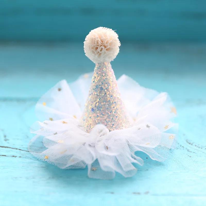 1 PC Fashion Cute Girl Crown Princess Hairpin Lace Pearl Shiny Star Headband Hairpin Hairpin Hair Accessories Hair Birthday Hat