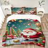 3pc Christmas Santa Claus Deer Home Bedding Set-Festive Decor for Bedroom,Guest Room,Living Room 1147a