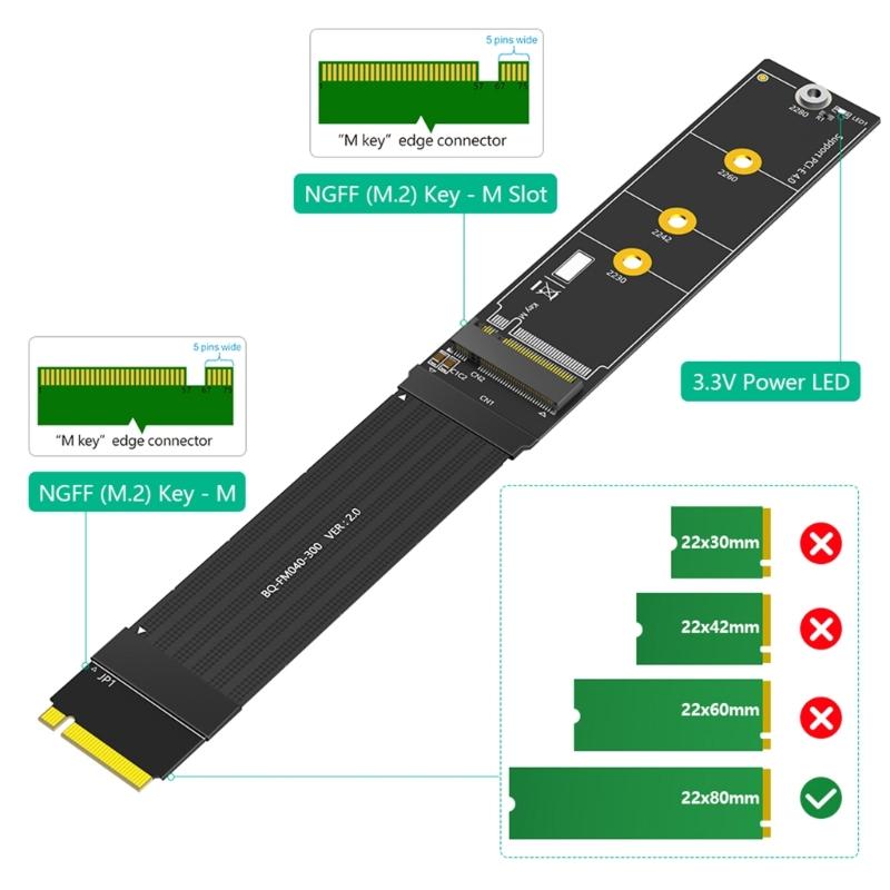 Кабель-удлинитель PCIe 180 градусов для M.2 NVME SSD, поддержка двух протоколов SATAs NVME, совместимый, несколько длин