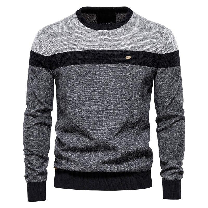 AIOPESON Spliced Cotton Sweater Men Casual O-neck High Quality Pullover Knitted Sweaters Male New Autumn Winter Mens Sweaters