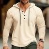 Fall Spring Men Shirt Hooded Drawstring Long Sleeves Pullover Thin Solid Color Mid Length Casual Daily