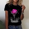 2024 Novelty 3d Roses Print Y2k Clothes For Women Summer Fashion Short Sleeve T Shirt Oversized Female Tops Casual Girls Tees