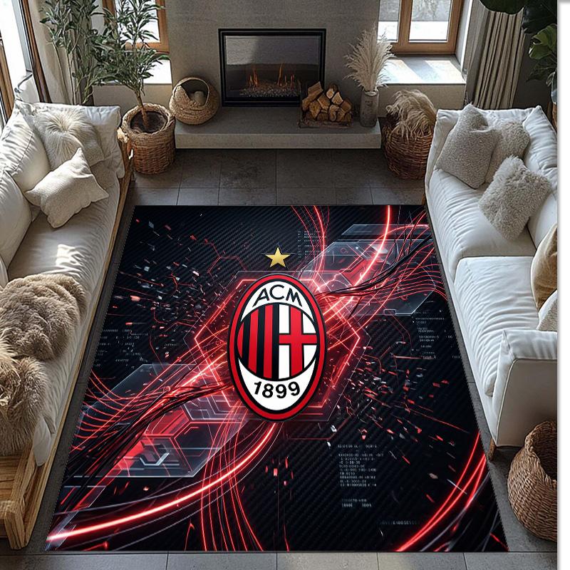 Фланелевый ковер с принтом AC Milan, нескользящий, мягкий, из полиэстера, для пола, декоративный коврик для спальни, гостиной, дивана, игровой комнаты, домашний декор