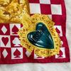 Used Rare!MOSCHINO Silk Scarf Playing Card Pattern Flag