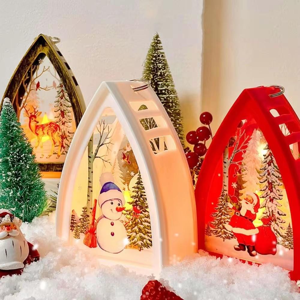 Christmas Lantern Old Man Snowman Elk Retro Hanging Candle Holder Xmas Tree Decoration New Year 2024 Gift Home Decoration