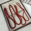 Exquisite Red Agate Natural Stone Round Beaded Necklaces For Women Girls Light Luxury Clavicular Chain Jewelry Accessory