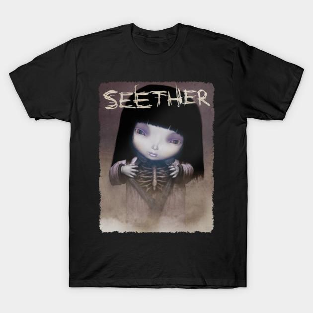 Азиатский размер Мужская футболка с принтом Группа Seether Печать методом термопереноса без вырезания Хлопковая футболка