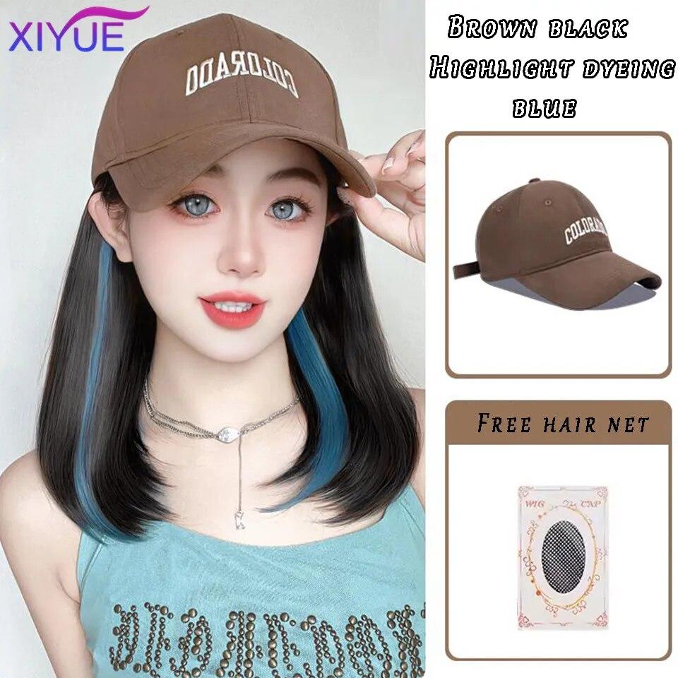 Шляпа, парик, женские длинные волосы, цельный, женская мода, ленивые, слегка вьющиеся волосы, бейсболка, парик, полное покрытие головы