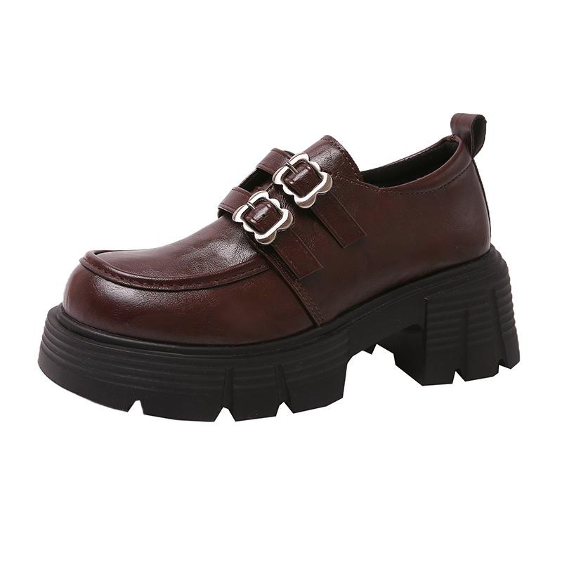 British Style Loafers Women's 2025 Autumn New Thick Heel Platform Retro Fashion Small Mary Jane Small Leather Shoes