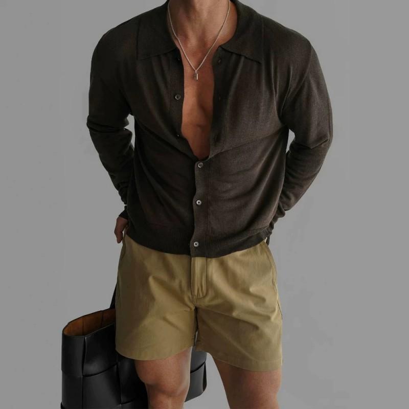 Mens Polo Cardigan 2026 Fall Lightweight Breathable Slim Fit Casual Top Teens