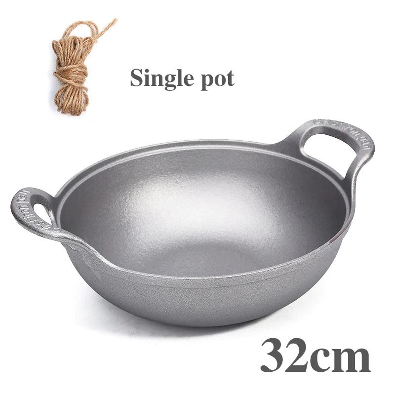 Чугунок старого образца Без покрытия Фритюрница Кастрюля для тушения Сковорода Сковорода с антипригарным покрытием С плоским дном Индукционная плита газовая универсальная Котел вок сковорода
