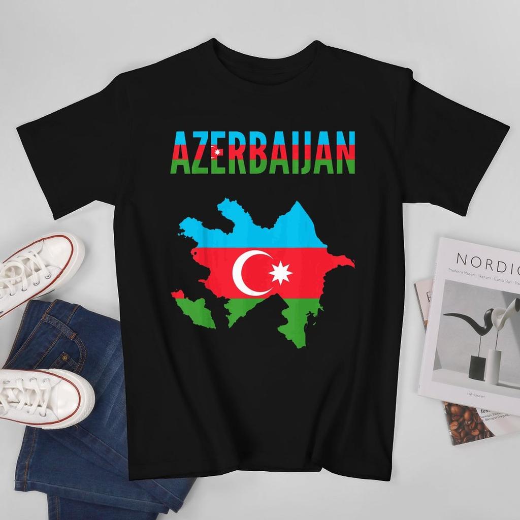 Больше Дизайна Флаг Азербайджана Азербайджанская Унисекс Футболка Футболки Футболка С Круглым Вырезом Футболки Унисекс Одежда для Мальчиков 100% Хлопок