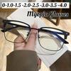 Vintage Fashion Myopia Glasses Metal Half Frame Near Sight Clear Eyeglasses Unisex Blue Light Blocking Minus Diopters Eyewear