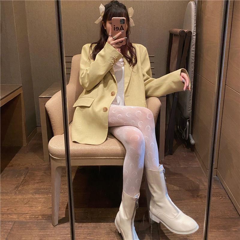 Женские черные чулки в сеточку с кристаллами и белые колготки JK